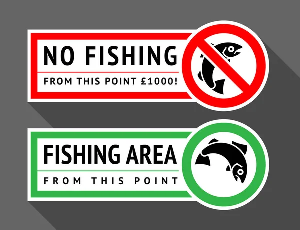 Stickers set Aucune pêche ou pêche autorisée — Image vectorielle