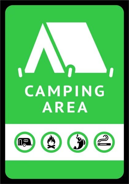 Camping Erlaubt Schild Modernes Etikett Druckfertig Vektorillustration 10Eps — Stockvektor