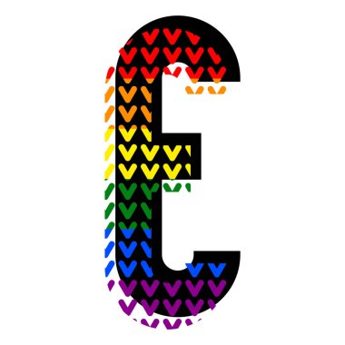 Yaratıcı parlak yazı tipi, pop sanatının stili alfabe, vektör harfi E yüksek detay ve LGBT deseni.