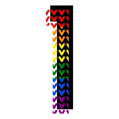 Yaratıcı parlak yazı tipi, pop sanatının stili alfabe, vektör harfi I yüksek detay LGBT deseni.