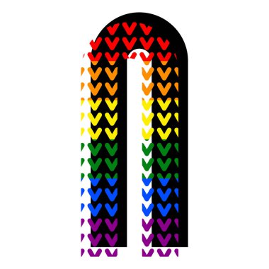Yaratıcı parlak yazı tipi, pop sanatının stili alfabe, vektör harfi N yüksek detay LGBT deseni.