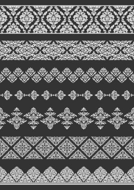 Kesintisiz kenarlıklar kümesi. Bordür dekorasyon elemanları