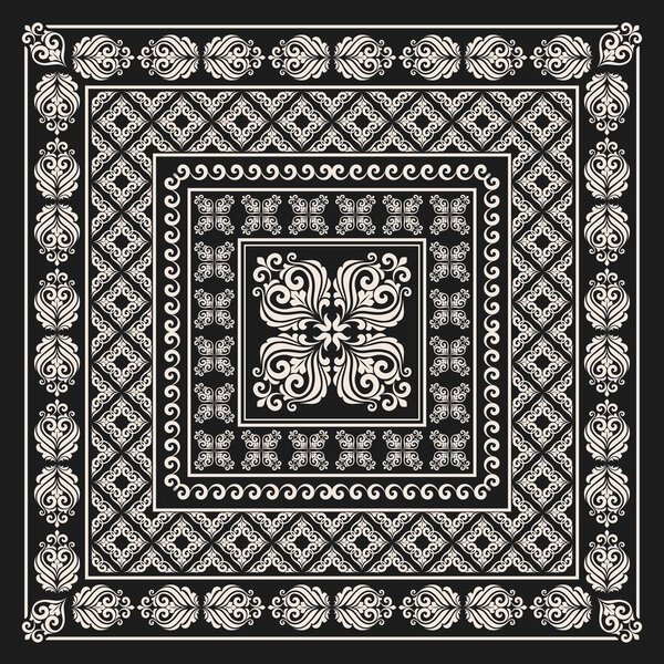 Vector square frame template. Bandana with vintage ornament.