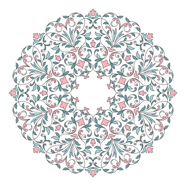 Квітковий круглий орнамент. Шаблон вашого дизайну . Векторна Графіка