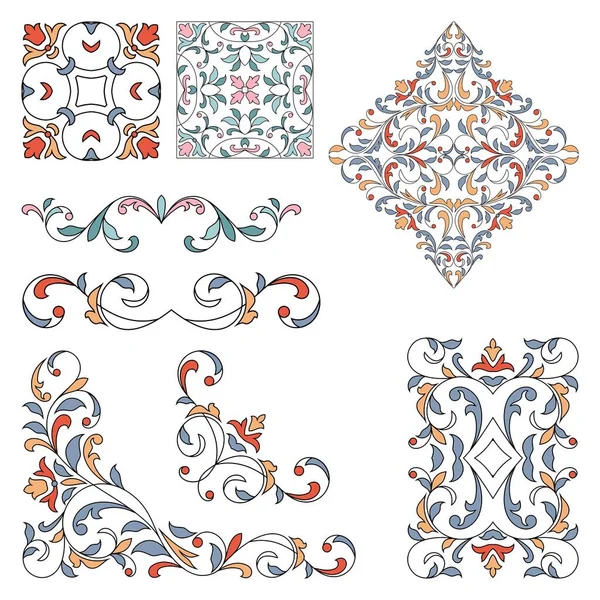 Conjunto de elementos florales ornamentales para el diseño. Ilustraciones De Stock Sin Royalties Gratis
