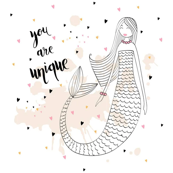 Vector cute mermaid — Stock Vector