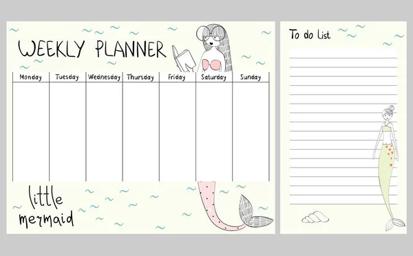 Marine weekly planner — Stock Vector