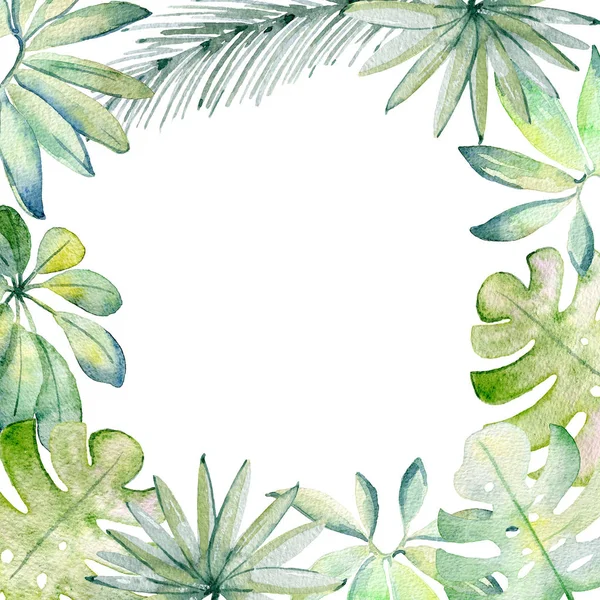 Watercolor tropical frame — Stock Photo, Image