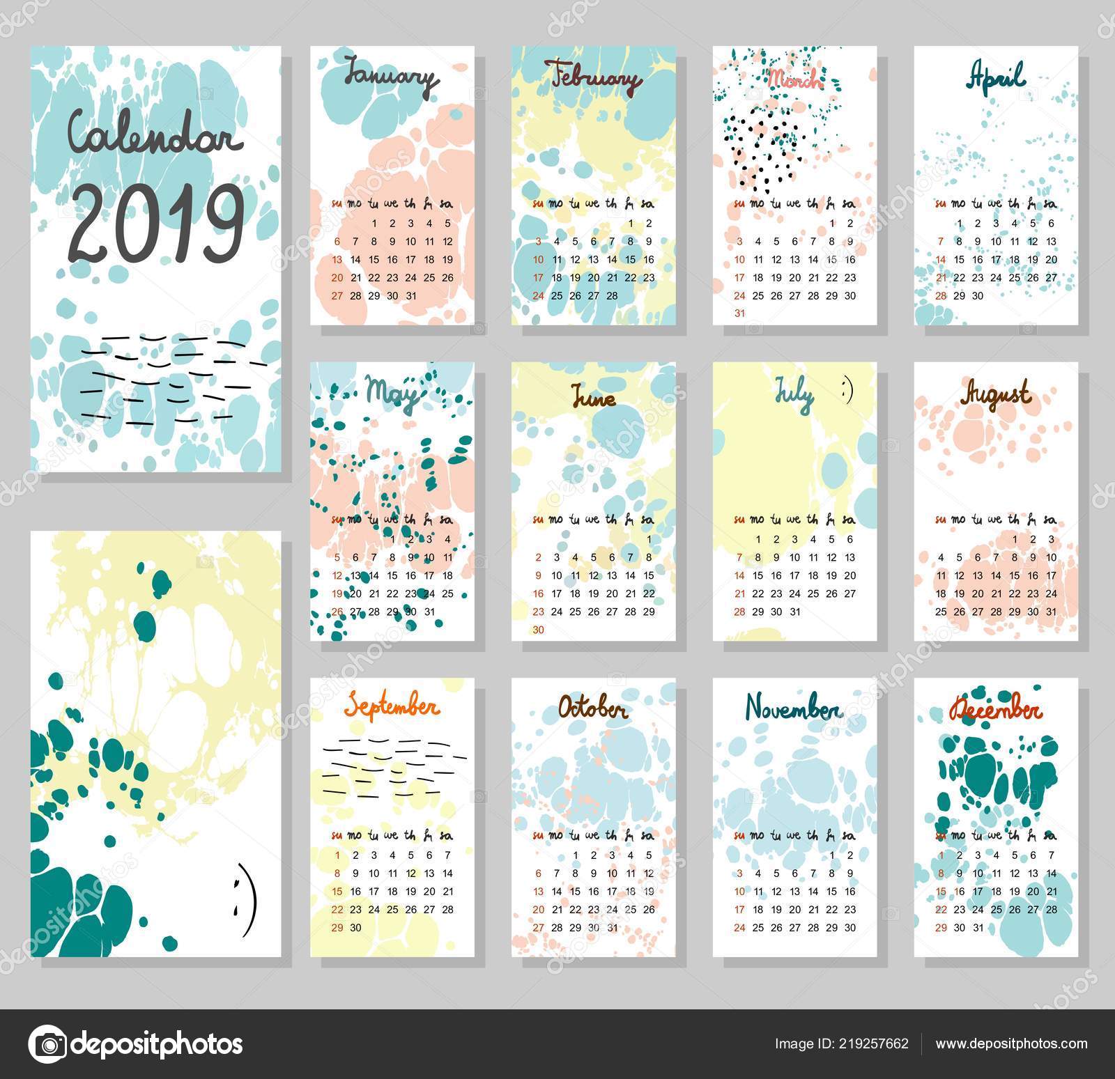 Vector bonito calendário 2019 — Vetores de Stock © pilipa ... Vector bonito calendário 2019 — Vetores de Stock © pilipa ...
