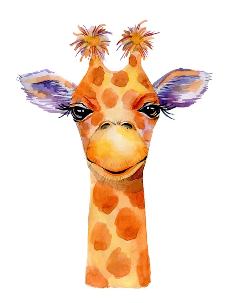 Retrato de girafa aquarela . — Fotografia de Stock