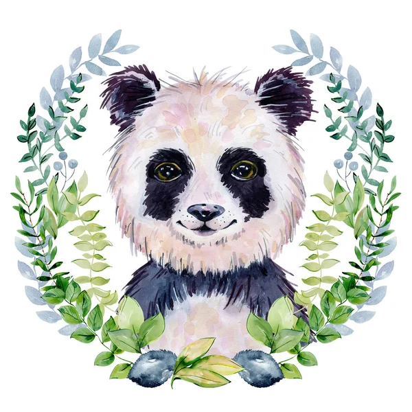Panda watercolor illustration