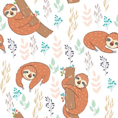 Vector funny sloths clipart