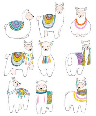 Sevimli vektör llamas.