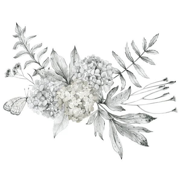 スケッチの花の花束 — ストック写真