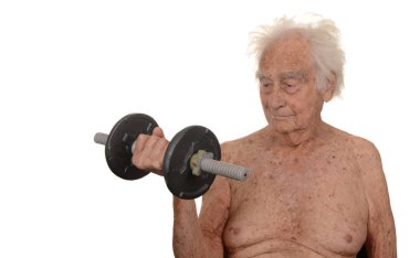 Nice onun egzersiz halter tarafından üst düzey bir görüntü izole