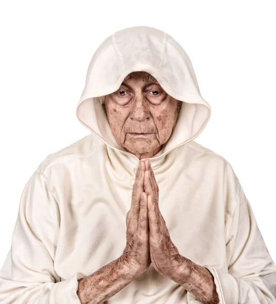 Zeer Mooi Beeld Van Een Senior Man Praying — Stockfoto