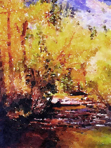 Pintura Original Muito Agradável Aquarela Córrego Lee Vining Perto Yosemite — Fotografia de Stock