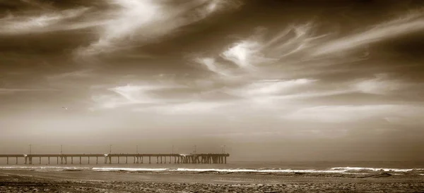 Mycket Trevlig Sepia Vintage Bild Venice Beach Pier Kalifornien — Stockfoto