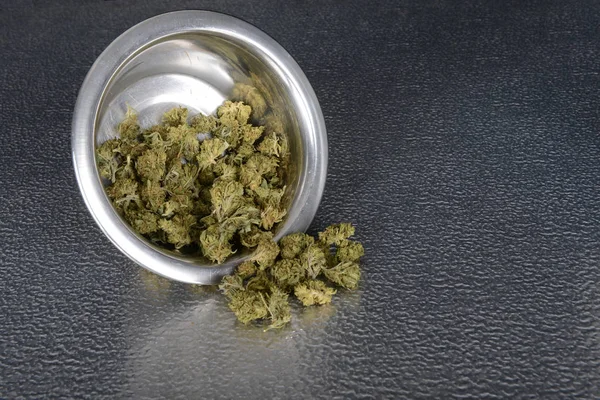 Very Nice Stainless Bowl Weed Buds — Stock Photo, Image