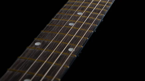 Bela Madeira Artesanal Fretboard Uma Guitarra — Fotografia de Stock