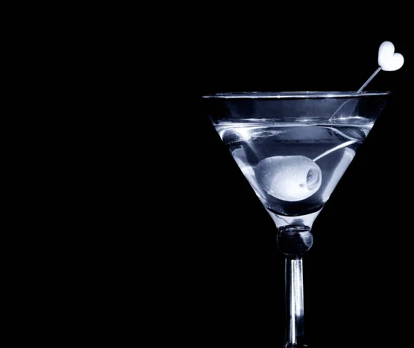 Schöner Schwarz Weißer Retro Gin Oder Wodka Martini Auf Schwarz — Stockfoto