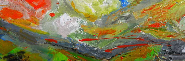Un panorama très coloré peinture à l'huile sur toile — Photo