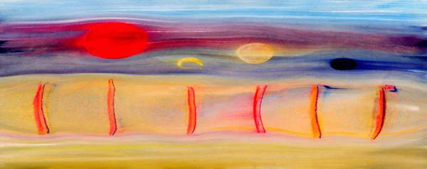 Pintura a óleo do deserto na lona — Fotografia de Stock