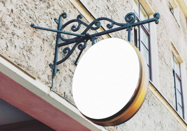 Vintage boş açık restoran işaret yuvarlak 