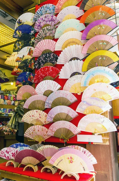 Colorful Decorative Japanese Fans Sale Shop Japan — Stock Photo, Image