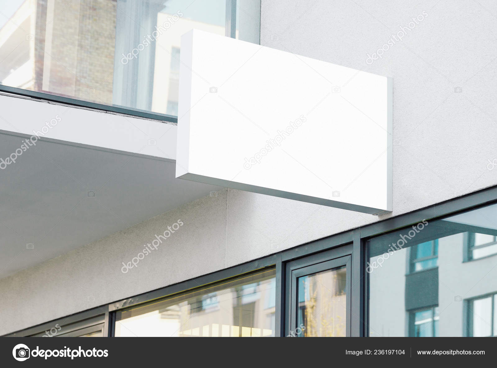 Download Blank Hanging Company Wall Sign White Copy Space Modern Signage Royalty Free Photo Stock Image By C Cebas1 236197104
