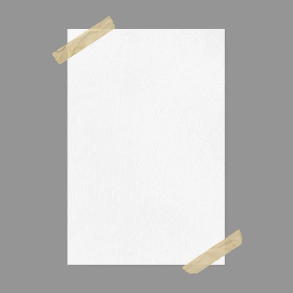 Cartel blanco en blanco maqueta sobre fondo gris con cinta adhesiva — Foto de Stock