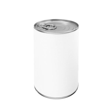 Gıda tin beyaz izole boş beyaz etiket ile mockup olabilir