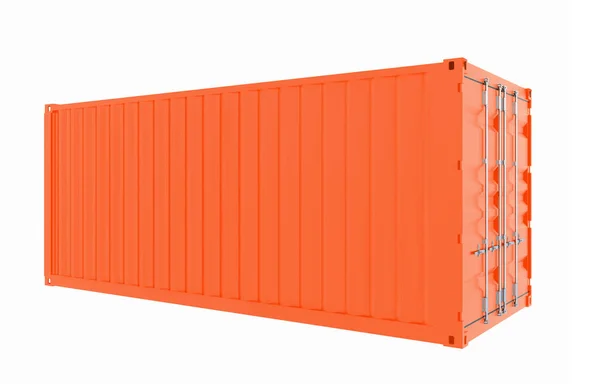 Nuovo container carico rosso isolato su bianco — Foto Stock