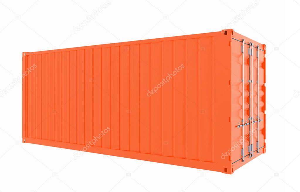 New red cargo container isolated on white 