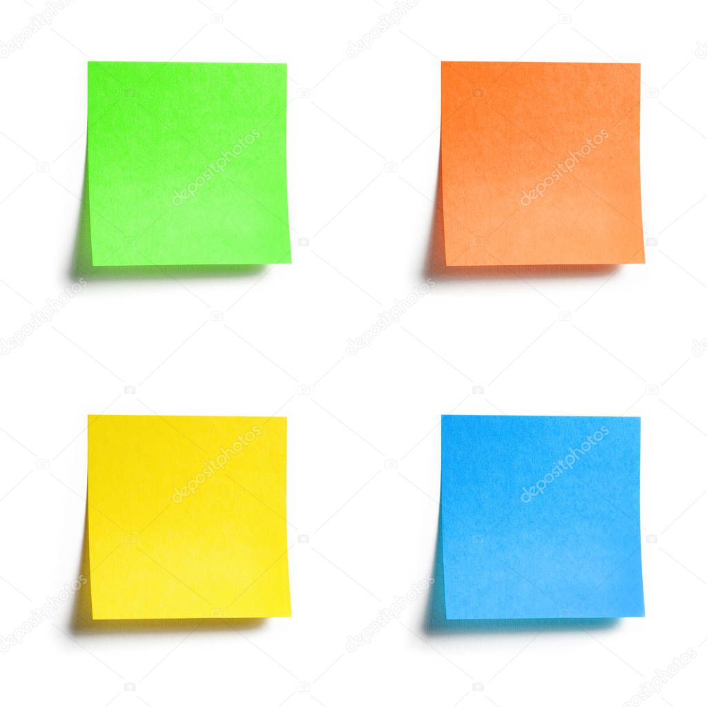 Set of colorful sticky notes with shade isolated on white background