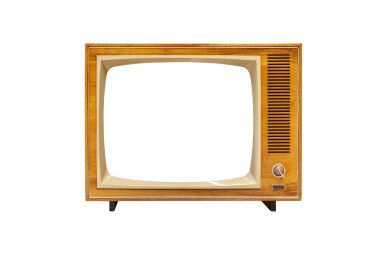 Beyaz arka plan üzerinde izole boş ekran ile Vintage analog Tv seti