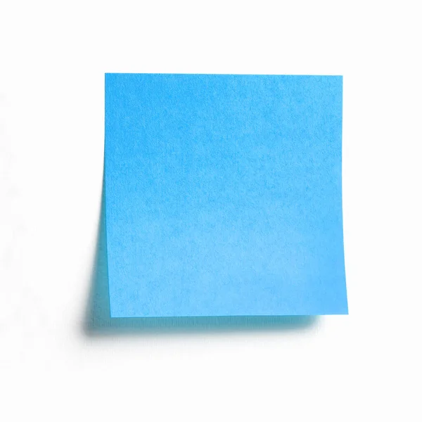 Modrá Lepicí Poznámka Izolované Bílém Pozadí Přední Pohled Lepicí Papír — Stock fotografie