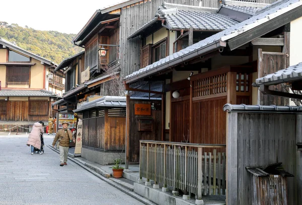 Kyoto Japan Februari 2020 Traditionele Oude Straat Van Gion Toeristische — Stockfoto