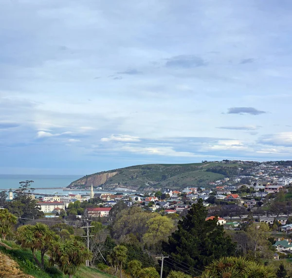 Panoramic View Oamaru City Harbour Suburbs North Otago New Zealand — Stock Photo, Image