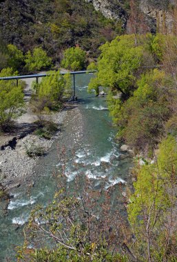 Dikey Panoraması ok nehir ve Gorge, Arrowtown, Yeni Zelanda