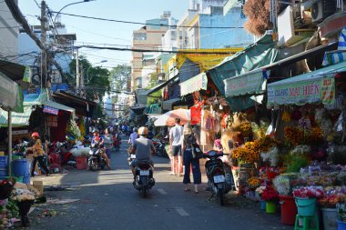 Sabah Erken Ho Chi Minh Şehir Çiçek pazarı