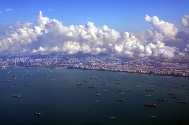 Singapur, Aerial Harbour & City Panorama
