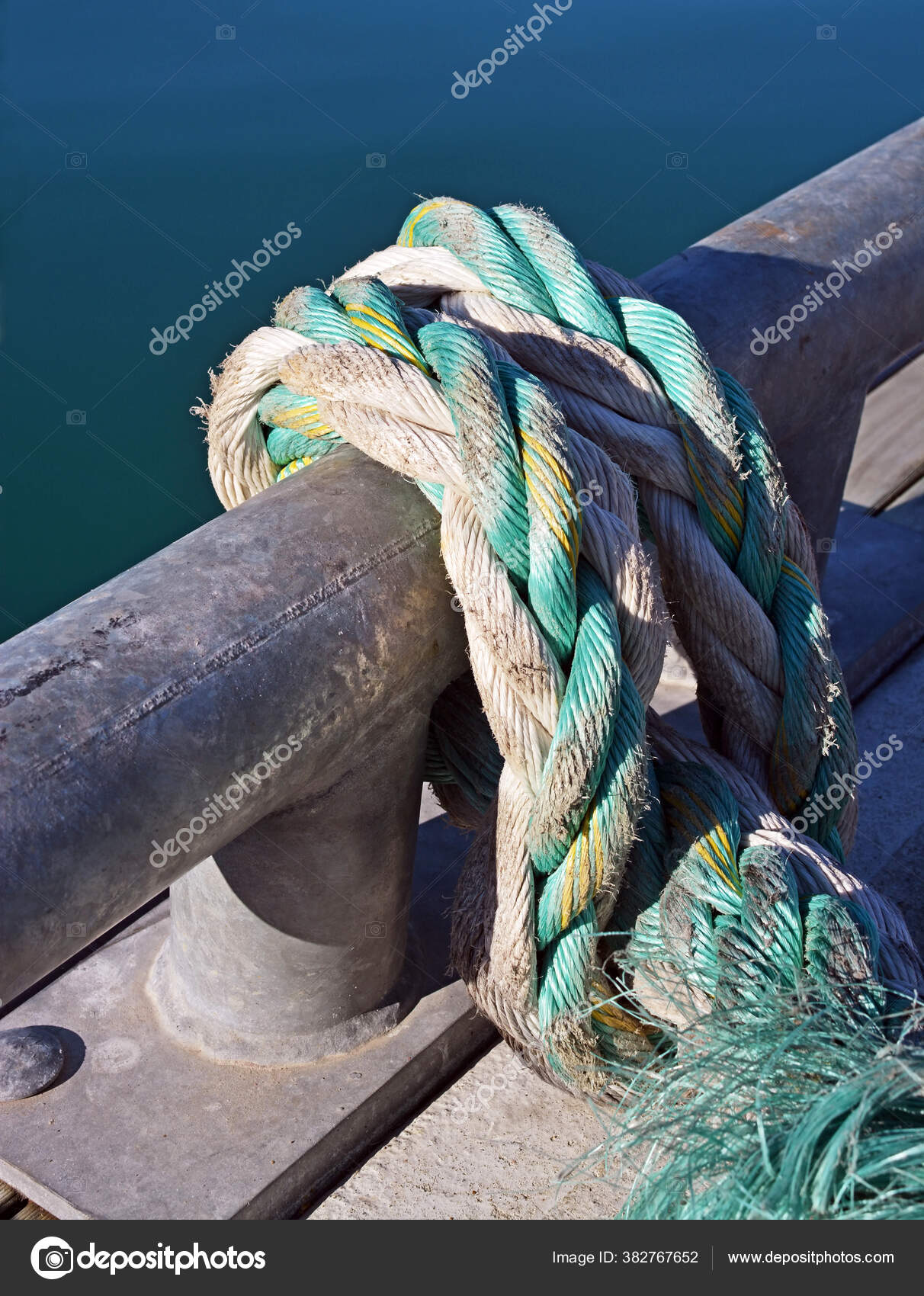 Ropes Boats Closeup Detail Massive Braided Nautical Plastic Rope