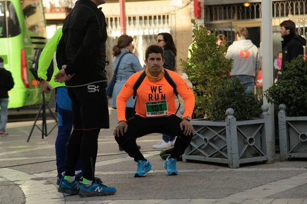 Március 2019 Madrid Spanyolország Futók Maraton Vias Verdes Úton Keresztül — Stock Fotó