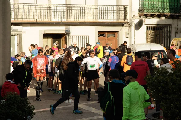 Março 2019 Madri Espanha Corredores Maratona Vias Verdes Caminho Perales — Fotografia de Stock