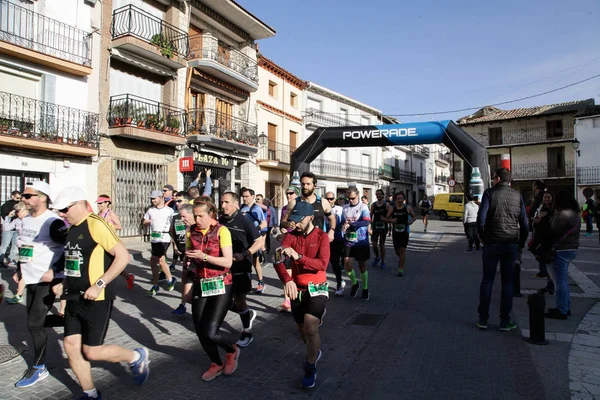 Março 2019 Madri Espanha Corredores Maratona Vias Verdes Caminho Perales — Fotografia de Stock