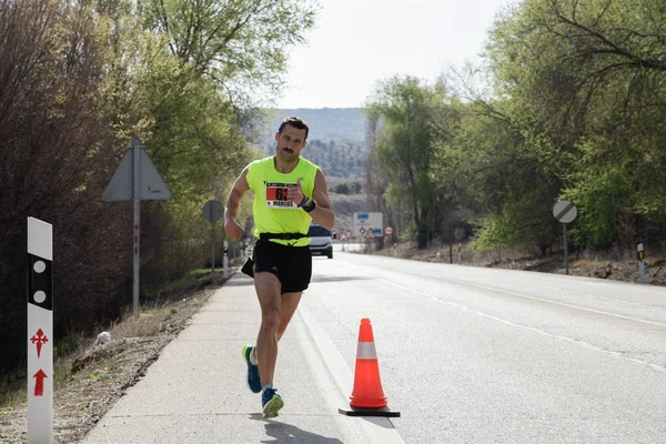 Maart 2019 Madrid Spanje Lopers Marathon Vias Verdes Zijn Weg — Stockfoto