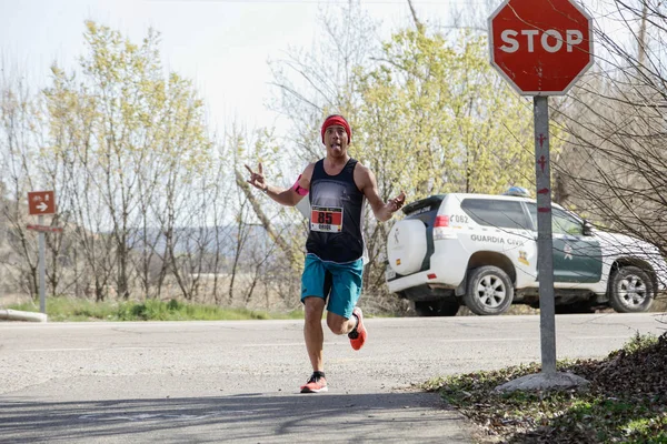 Março 2019 Madri Espanha Corredores Maratona Vias Verdes Caminho Perales — Fotografia de Stock