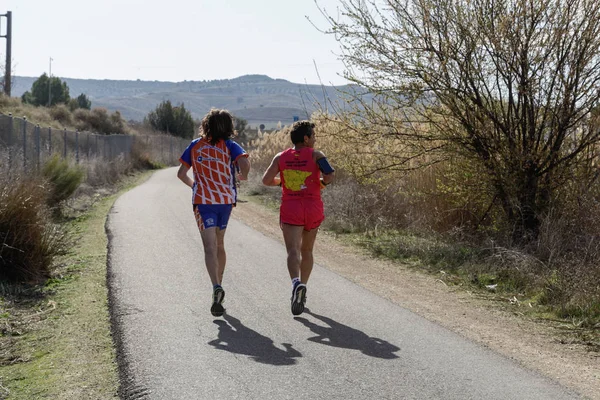 Marzo 2019 Madrid España Corredores Maratón Vias Verdes Camino Través — Foto de Stock