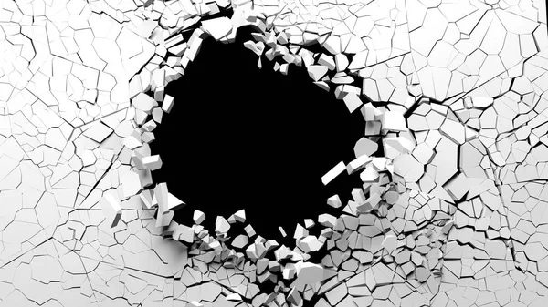 Shattered Wall Concept Hole Broken White Wall Blank Space Illustration — Stock Photo, Image